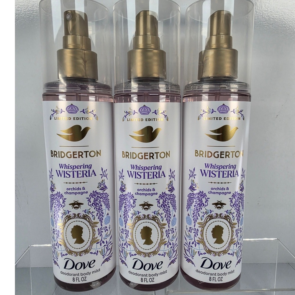 3 Pk Dove Bridgerton Limited Edition Whispering Wisteria Deodorant Body Mist 8oz
